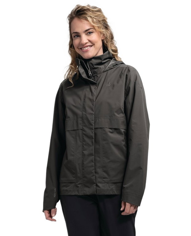 Schöffel Ganzjahresjacke Bellagio L (2.5-Lagen, wasserdicht, hohe Atmungsaktivität) asphaltgrau Damen