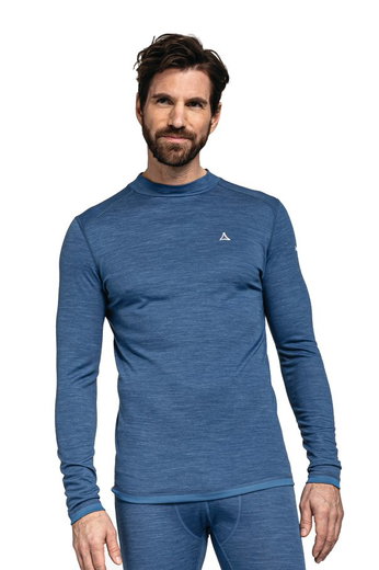 Schöffel Funktionsunterwäsche Langarmshirt Merino Turtle Neck (schnelltrocknend) blau Herren