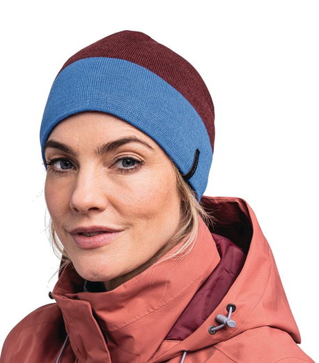 Schöffel Mütze (Beanie) Schattwald Knitted Hat - weinrot/blau