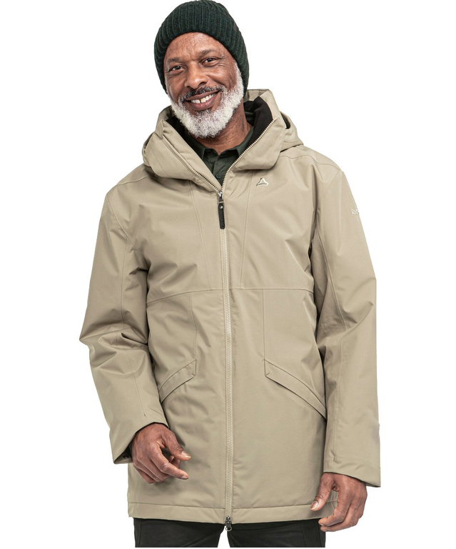 Schöffel Übergangs-Regenjacke Urban Insulated Parka Malkay (wasserdicht, atmungsaktiv) beige Herren