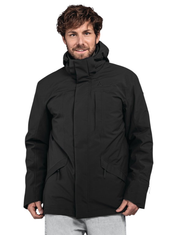 Schöffel Übergangs-Regenjacke Urban 3in1 Parka Style Borkol (wasserdicht, atmungsaktiv) schwarz Herren