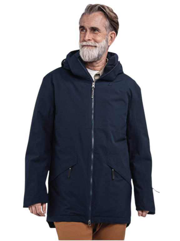Schöffel Übergangs-Regenjacke Urban Insulated Parka Style Malkay (wasserdicht, atmungsaktiv) navyblau Herren