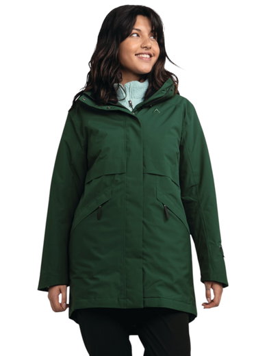 Schöffel Übergangs-Regenjacke Urban Insulated Parka Style Malkay (wasserdicht, atmungsaktiv) grün Damen