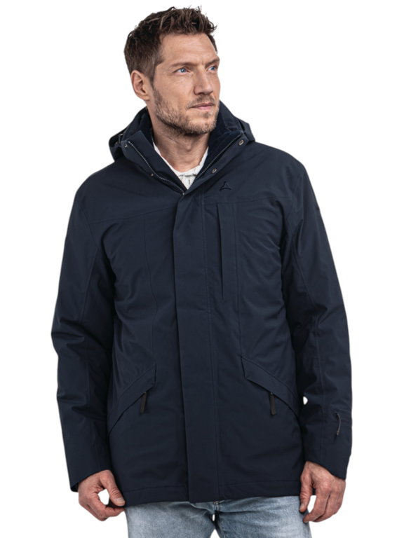 Schöffel Übergangs-Regenjacke Urban 3in1 Parka Style Borkol (wasserdicht, atmungsaktiv) navyblau Herren