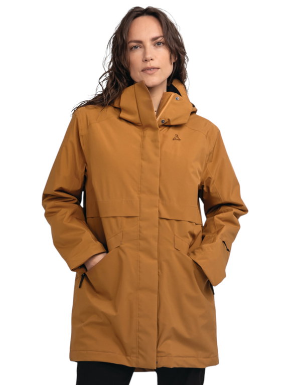 Schöffel Übergangs-Regenjacke Urban Insulated Parka Style Malkay (wasserdicht, atmungsaktiv) hellbraun Damen