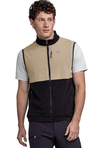 Schöffel Wander-Weste Fleece Vt Style Ash (2-Wege-Stretch, schnelltrocknend) schwarz/beige Herren