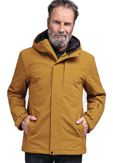 Schöffel Winterjacke Insulated Antwerpen (Kapuze, wasserdicht, atmungsaktiv) gelb/braun Herren