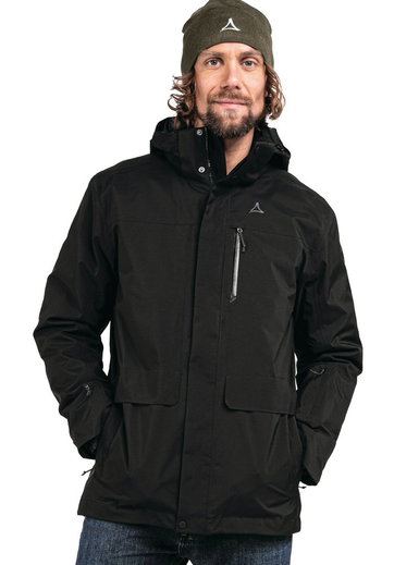 Schöffel Winterjacke 3in1 Parka Barth (2-Wege-Stretch, wasserdicht, winddicht) schwarz Herren