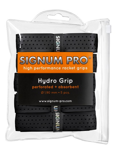 Signum Pro Basic Grip Hydro 1.9mm (sweat absorption, perforated) black 5 pack clip bag