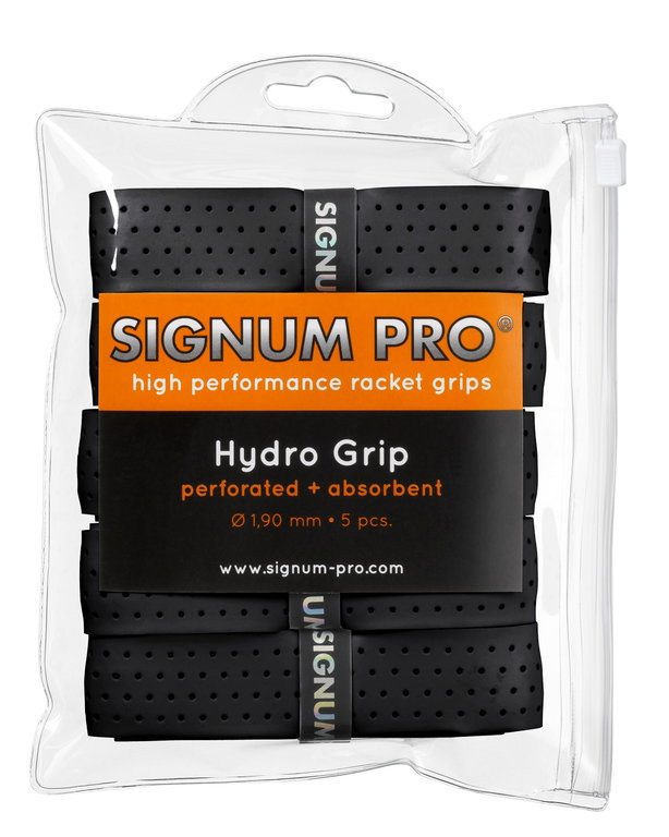 Signum Pro Basic Grip Hydro 1.9mm (sweat absorption, perforated) black 5 pack clip bag