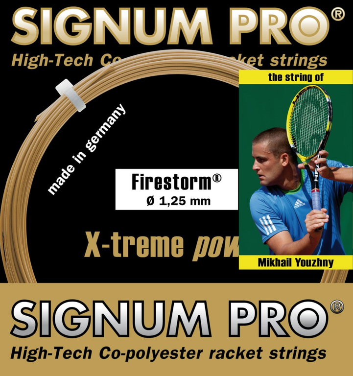 Signum Pro Tennissaite Firestorm (Haltbarkeit+Power) gold 12m Set