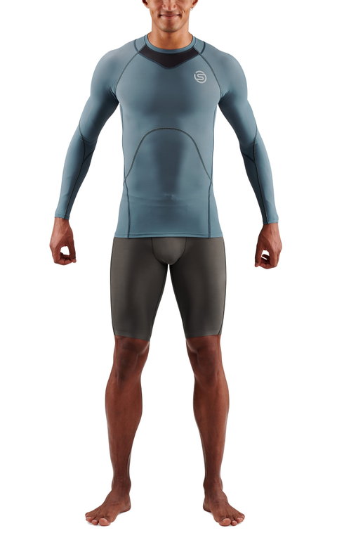 Skins Funktionsunterwäsche Langarmshirt 3-Series (enganliegend) blaugrau Herren