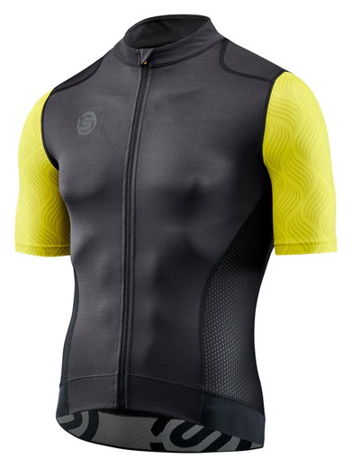 Skins Fahrrad-Shirt Cycle Elite Jersey (Front-Reißverschluss, schnelltrocknend) schwarz/gelb Herren