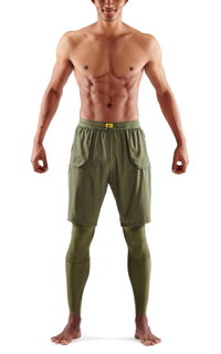 Skins Functional Pants 5-Series Superpose Long Tight (2-in-1 Skins Tights with Overpants) Khaki Green Men