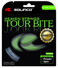 Besaitung mit Tennissaite Solinco Tour Bite SOFT silber