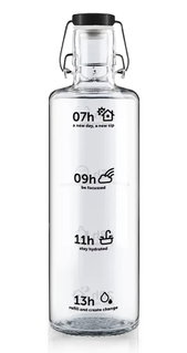 soulbottles Trinkflasche stay hydrated Glas (Glasflasche, Keramikdeckel, Edelstahlbügel) 1 Liter transparent