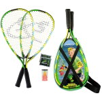 Speedminton® Set Junior (2x Schläger 6-12 Jahre, 2x Speeder, Tasche) blau/grün/gelb