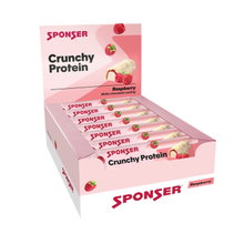 Sponser Crunchy Protein Batony (ponad 30% zawartości białka, tylko 1,8g cukru na batonik) Malina 12x50g Pudełko