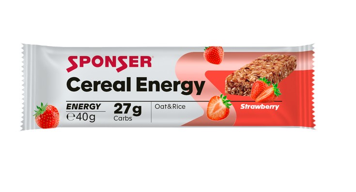 Sponser Energy-Riegel Energy Cereal (schmackhafter Cereal Bar) Erdbeere 20x40g Box