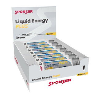 Sponser Energy Liquid PLUS Gel (Kohlenhydrat Gel mit Koffein und Taurin) Neutral/Koffein 18x70g Box