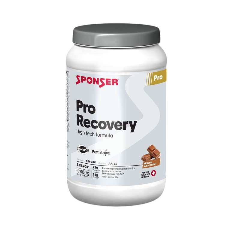 Sponser Pro Recovery Shake (Protein-Kohlenhydrat Regenerationsshake, 44–50% Proteinanteil) Schokolade 800g Dose
