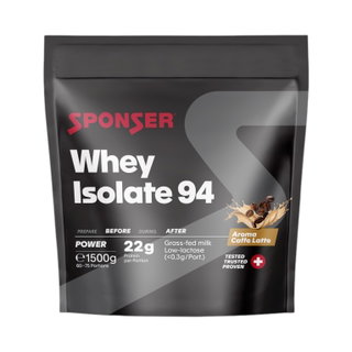 Sponser Whey Isolate 94 Protein Powder (pure Whey Isolate CFM, maximum protein content, lactose-free) Caffe Latte 1500g stand-up pouch