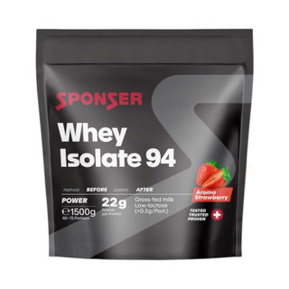 Sponser Whey Isolate 94 Protein Powder (pure Whey Isolate CFM, maximum protein content, lactose-free) Strawberry 1500g Stand-up pouch