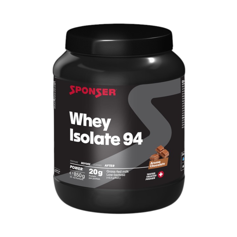 Sponser Whey Isolate 94 Proteinpulver (reines Whey Isolate CFM, max. Eiweißgehalt, laktosefrei) Schokolade 850g Dose