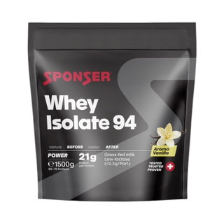 Sponser Whey Isolate 94 Protein Powder (pure Whey Isolate CFM, max. protein content, lactose-free) Vanilla 1500g Stand-up pouch