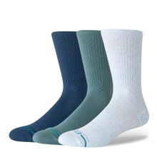 Stance Tagessocke Crew Icon (verstärkte Fersen- und Zehenpartie) blau/aqua/hellblau - 3 Paar
