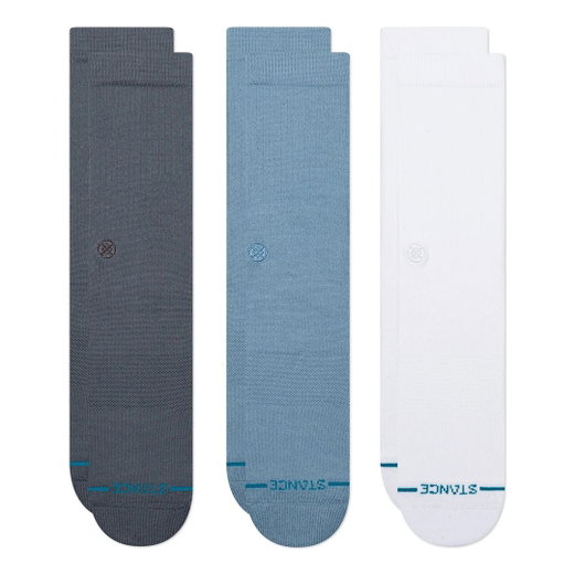Stance Tagessocke Crew Icon (verstärkte Fersen- und Zehenpartie) turbulence/blau/weiss - 3 Paar