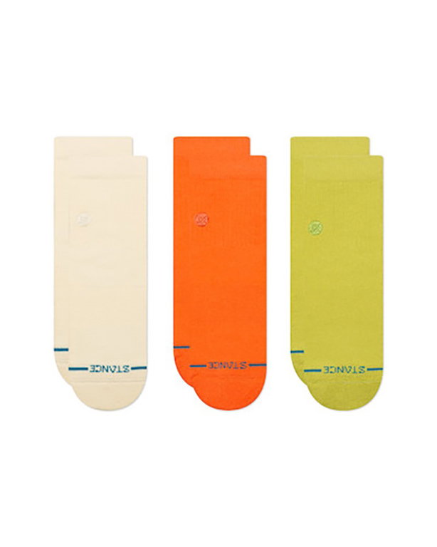 Stance Tagessocke Quarter Icon sortiert weiss/orange/lime - 3 Paar
