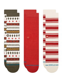 Stance Daily Sock Cabin Days Crew olive/red/white - 3 pairs