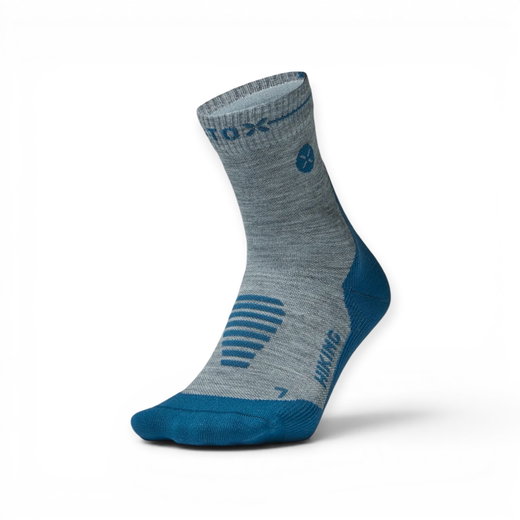 STOX Energy Socks Wandersocke Kompression Hiking Merino Ankle Socks (gezielte Kompression) grau/teal Damen - 1 Paar