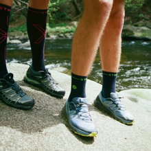 STOX Energy Socks Hiking Socks Compression Merino Ankle Socks (targeted compression) dark blue/green men's - 1 pair