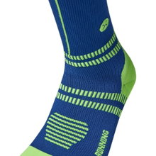 STOX Energy Socks Laufsocke Kompression Running Socks (fördert Durchblutung) dunkelblau/gelb Herren - 1 Paar