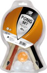 Sunflex Tischtennisschläger Set Pong - 2 Trainingsschlägern, Noppen innen mit 1,0mm Schwamm + 3 Bälle