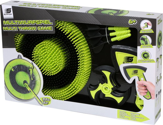 Sunflex Multiwurfspiel - Zielscheibe, Wurfsterne, Äxte und Dartpfeile -