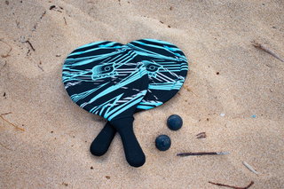 Sunflex Racket Set Beachball Action Pro (2 Beachball Rackets made of Neoprene, 2 Balls) blue