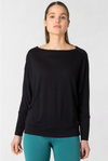 super natural Yoga-Langarmshirt Kula Top (Merinowolle) schwarz Damen