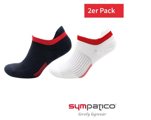 Sympatico Tagessocke Sneaker Ari (gepolsterte Ferse und Spitze) marineblau/weiss - 2 Paar