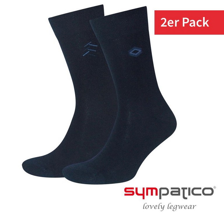 Sympatico Tagessocke Business Seitendesign Crew (Business-Kniestrump, aus baumwolle) navyblau - 2 Paar