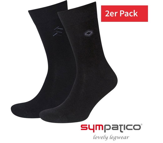 Sympatico Tagessocke Business Seitendesign Crew (Business-Kniestrump, aus baumwolle) schwarz - 2 Paar