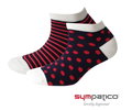 Sympatico Skarpetki Damskie Sneaker Marina (Bawełna) wzorzyste granatowo/beżowo/czerwone - 2 pary
