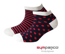 Sympatico Tagessocke Sneaker Marina (Baumwolle) gemustert navyblau/beige/rot - 2 Paar
