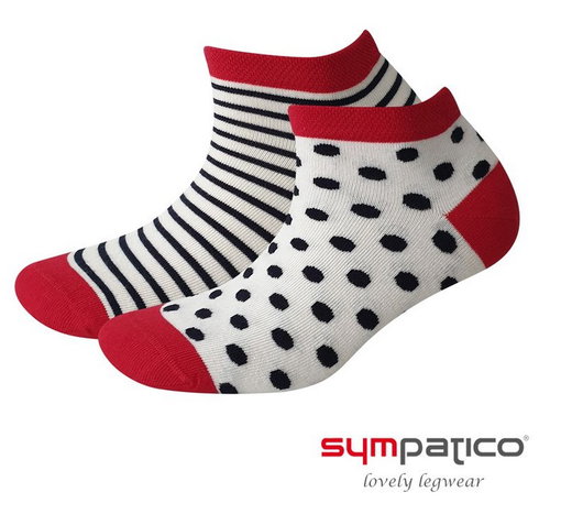 Sympatico Tagessocke Sneaker Marina (Baumwolle) gemustert beige/blau/rot - 2 Paar