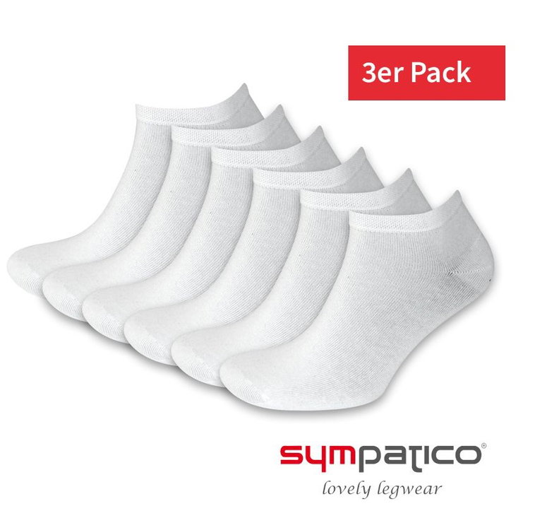 Sympatico Tagessocke Sneaker Basic Line (Baumwolle) weiss - 3 Paar