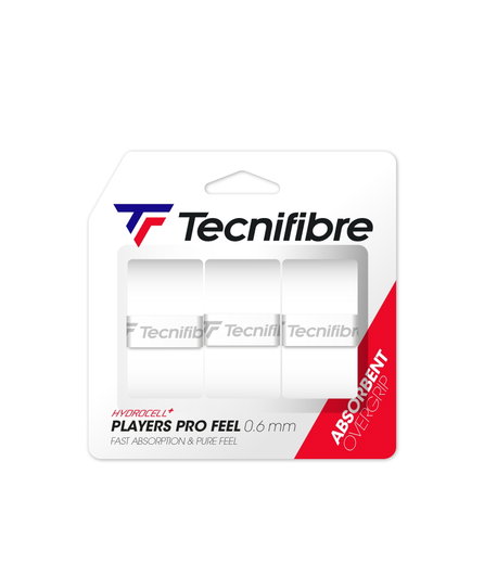 Tecnifibre Overgrip Players Pro Feel 0.6mm (Sweat Absorption) white - pack of 3