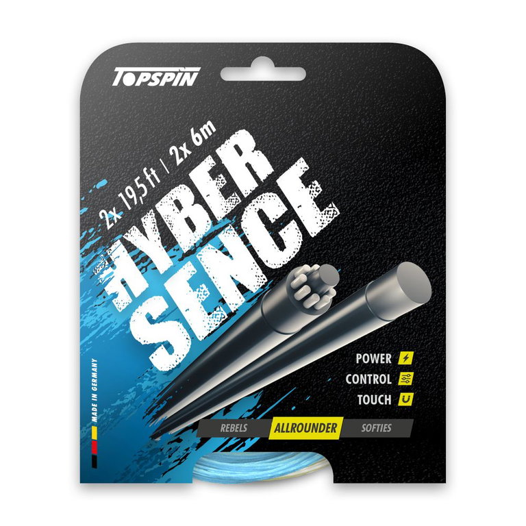 Topspin Tennissaite Hyber Sence (Spielgefühl+Kontrolle) blau/natur 2x12m Set