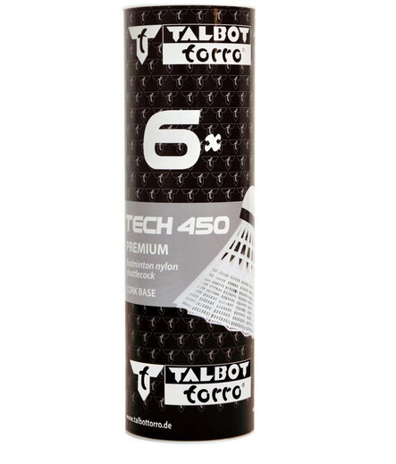Talbot Torro Badminton Balls Tech 450 Nylon white Pack of 6